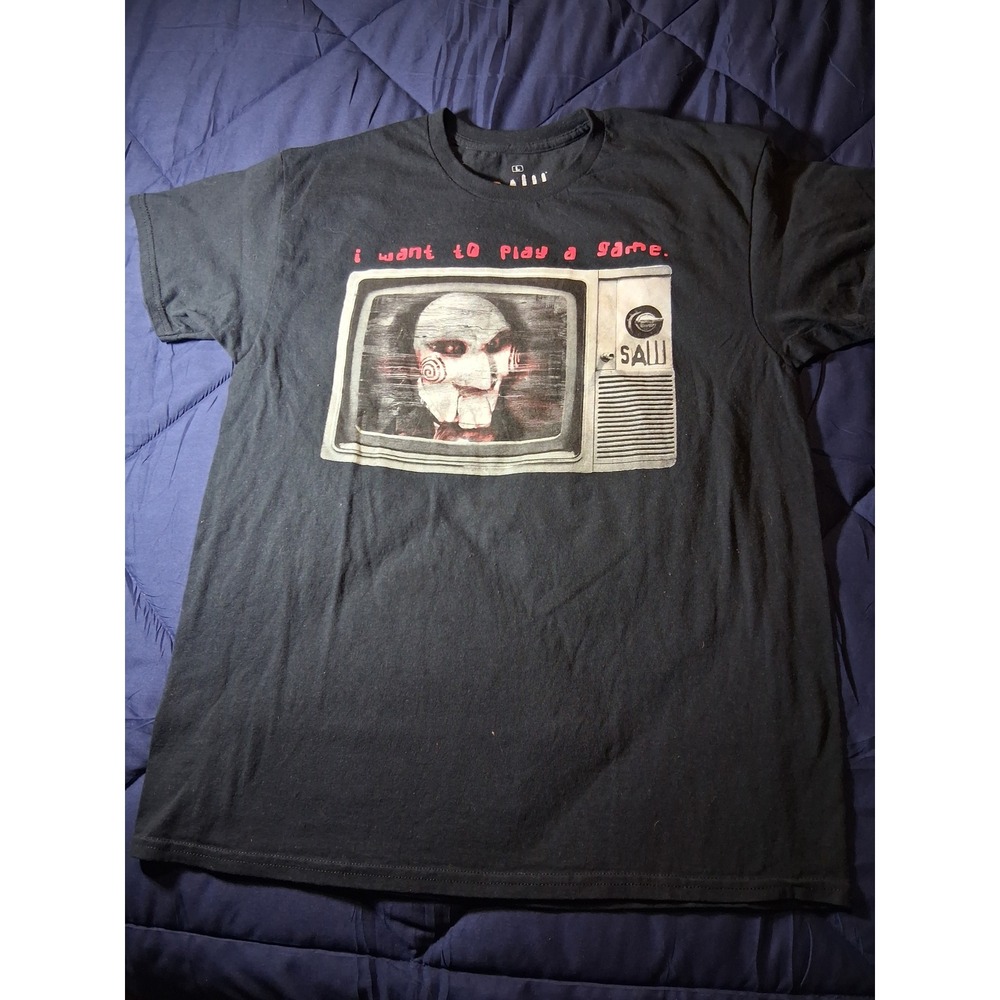 Saw Movie Billy Puppet Graphic T-Shirt Mens Large Black I Want To Play A Game L
